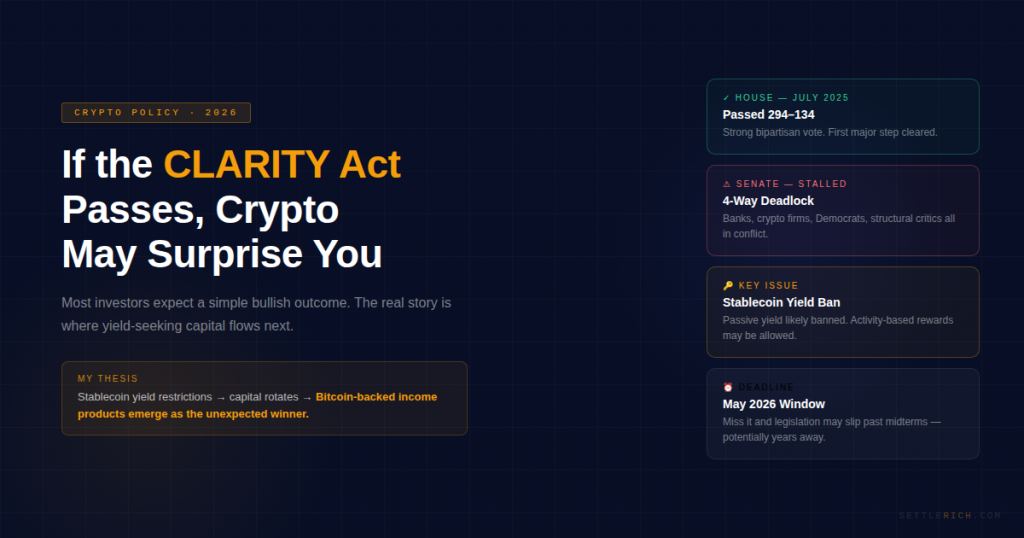 clarity act crypto 2026 stablecoin yield scenario