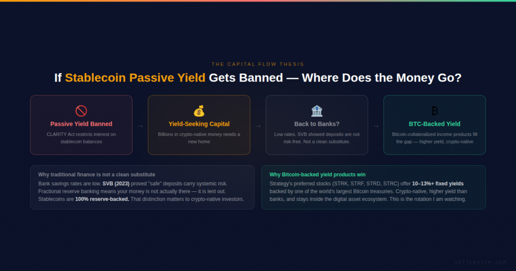 clarity act crypto stablecoin yield ban capital flow bitcoin
